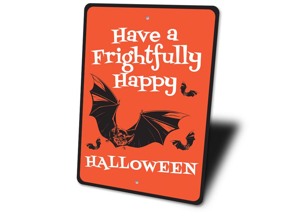 A spooky Halloween Bat Sign made of durable aluminum, featuring a bat design perfect for Halloween decorations.