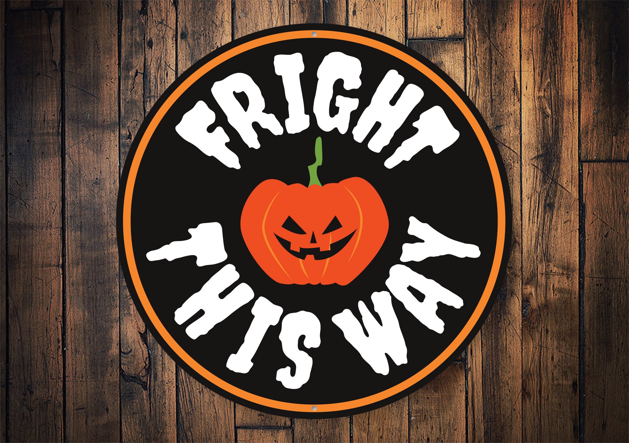 A colorful Halloween Pun Sign made of metal, featuring playful Halloween-themed text and graphics, perfect for festive home decor.