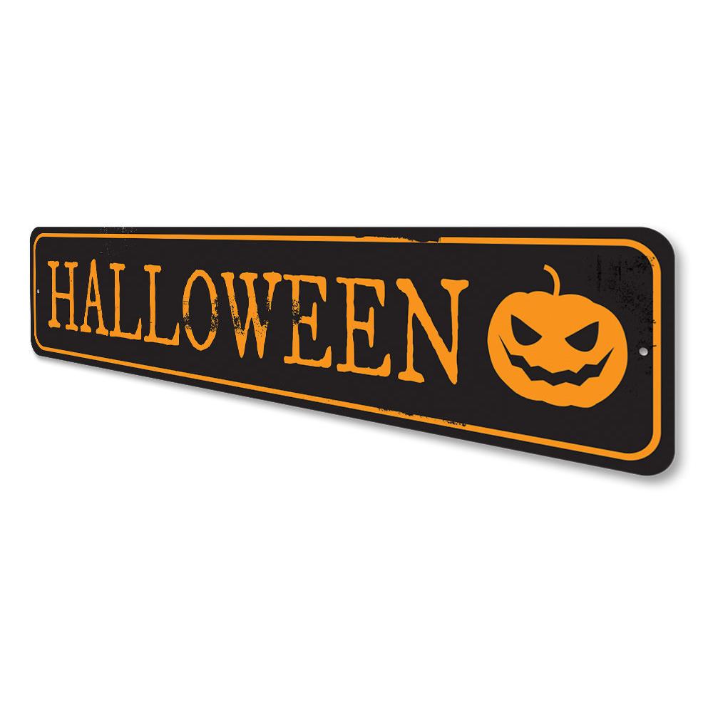 Halloween Spirit Sign featuring spooky design, made of durable aluminum, perfect for Halloween decorations.