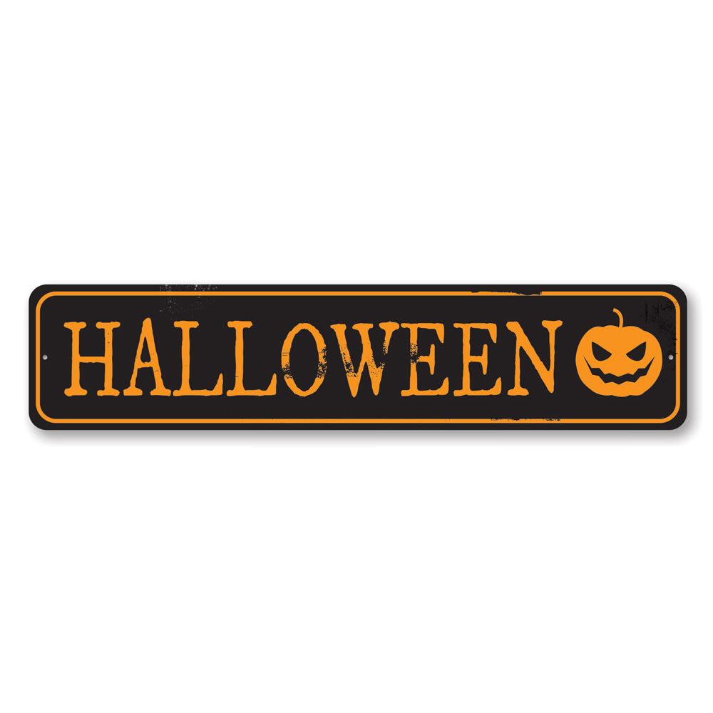 Halloween Spirit Sign featuring spooky design, made of durable aluminum, perfect for Halloween decorations.