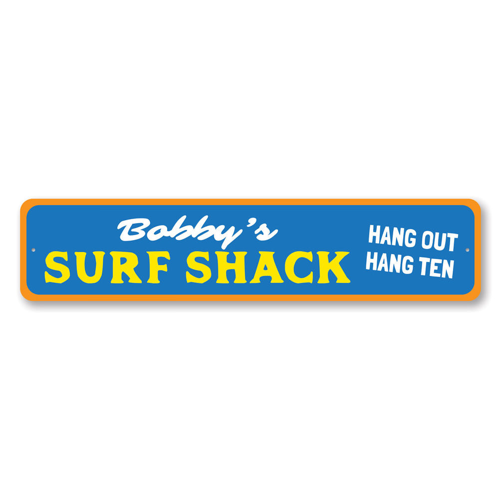 Colorful Hang Out Hang Ten Sign made of aluminum, featuring a playful design perfect for kids' rooms.