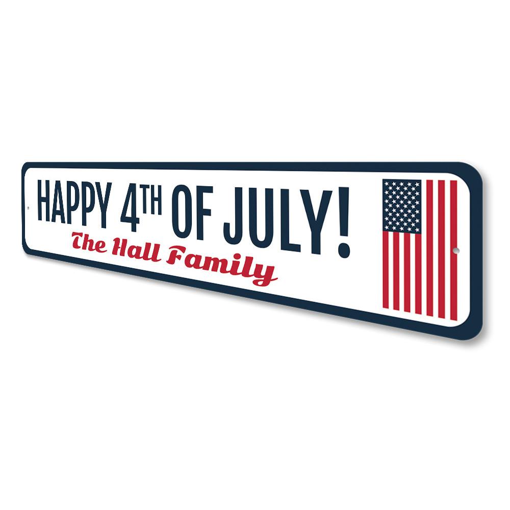 Happy 4th of July Sign made from high-quality aluminum, featuring vibrant colors and festive design, perfect for home decoration.