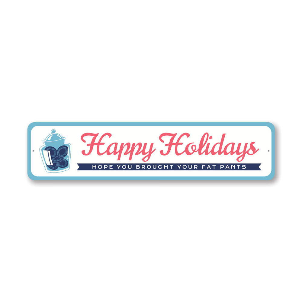 Happy Holidays Christmas Sign made of high-quality aluminum, featuring festive designs and colors, perfect for holiday decoration.