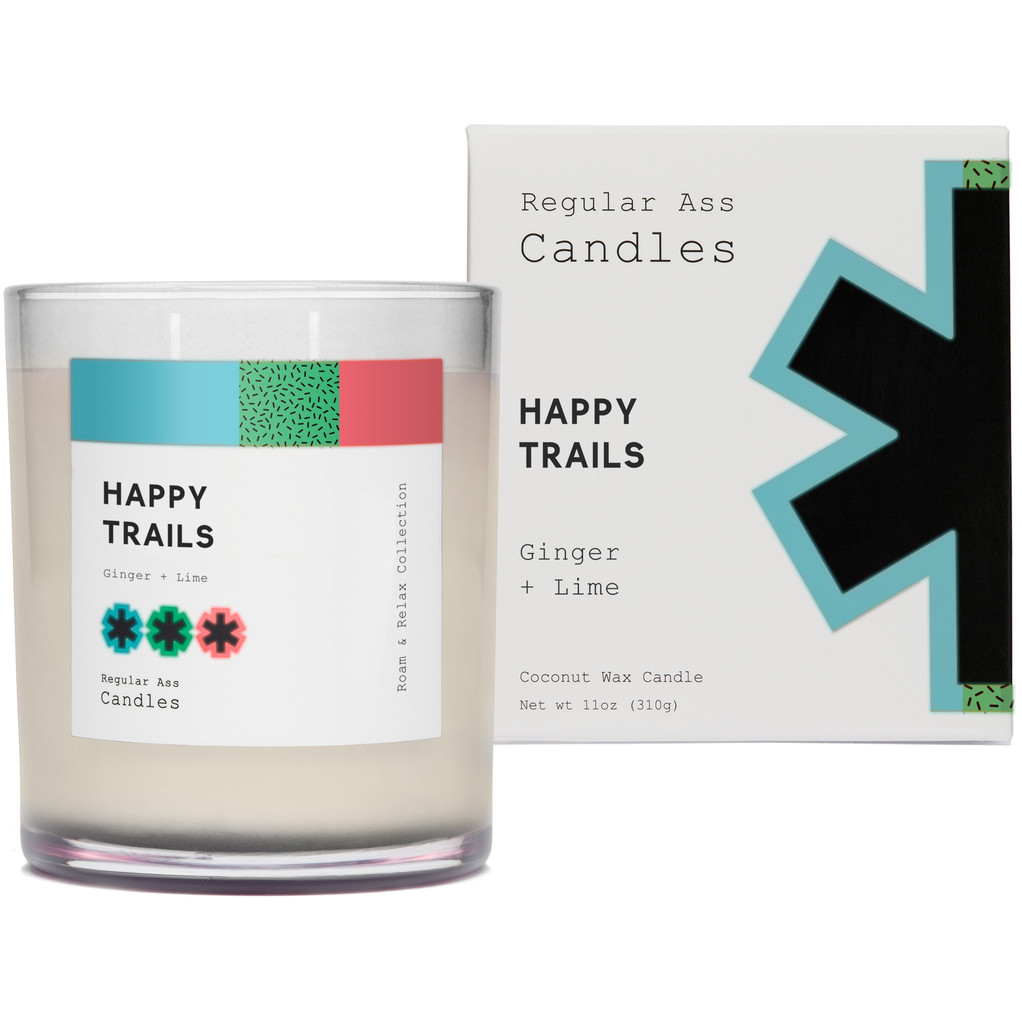 Happy Trails Ginger + Lime 11oz Candle in a reusable jar with a refreshing scent.