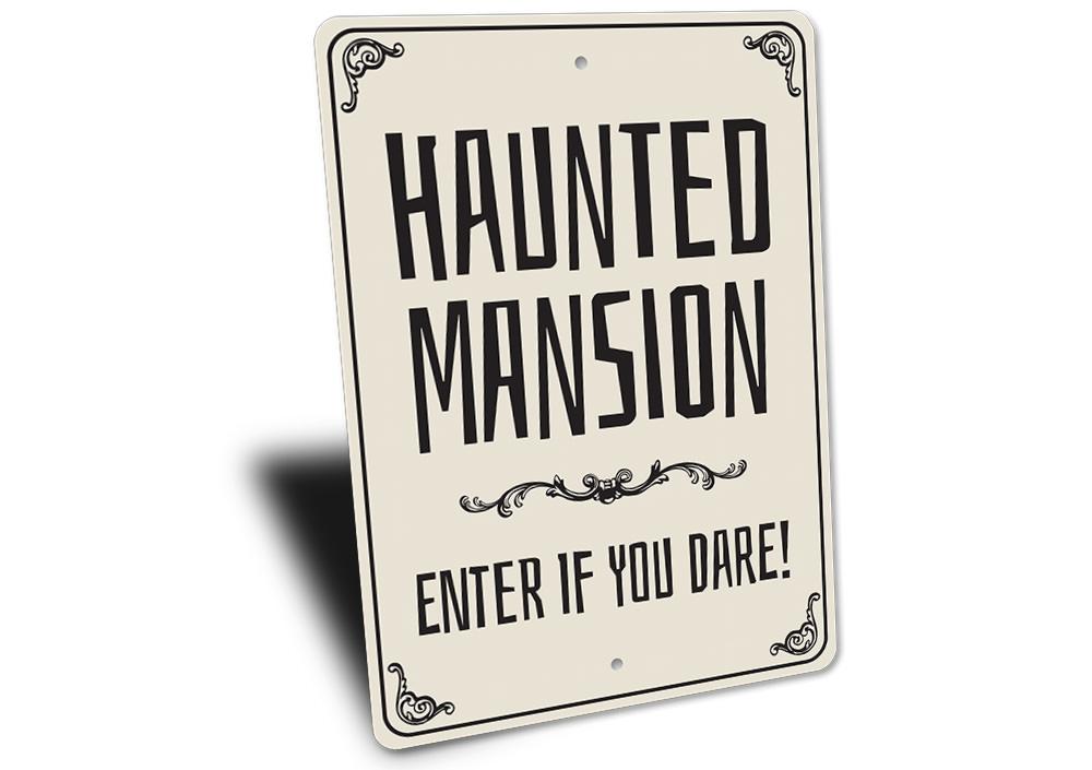 Haunted Mansion Entrance Sign made of aluminum, featuring spooky design elements perfect for Halloween decor.