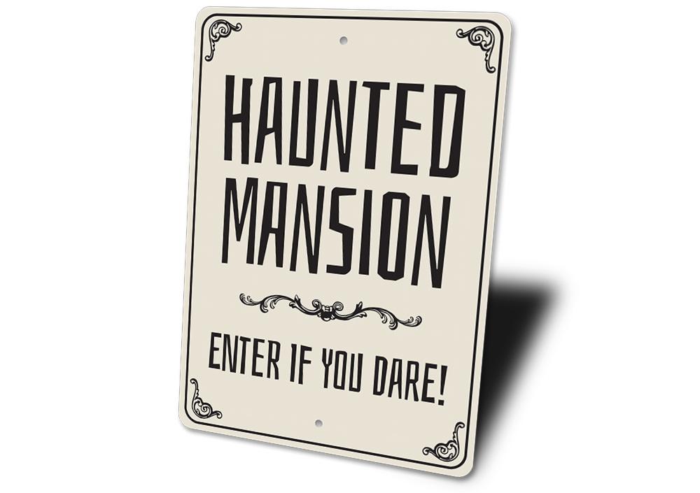 Haunted Mansion Entrance Sign made of aluminum, featuring spooky design elements perfect for Halloween decor.