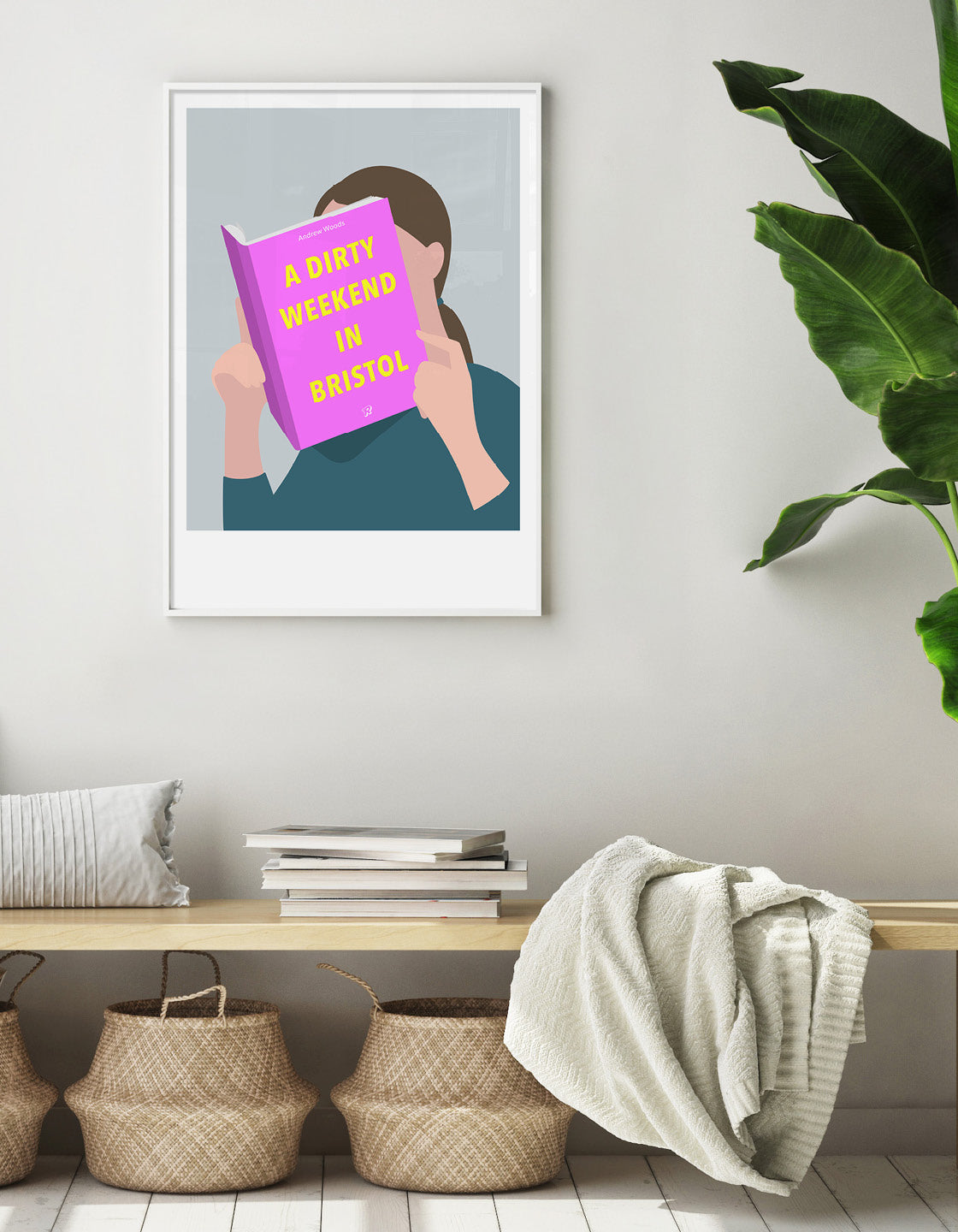 Personalised art print titled 'Head in a Book' featuring custom text options and various styles, perfect for book lovers.