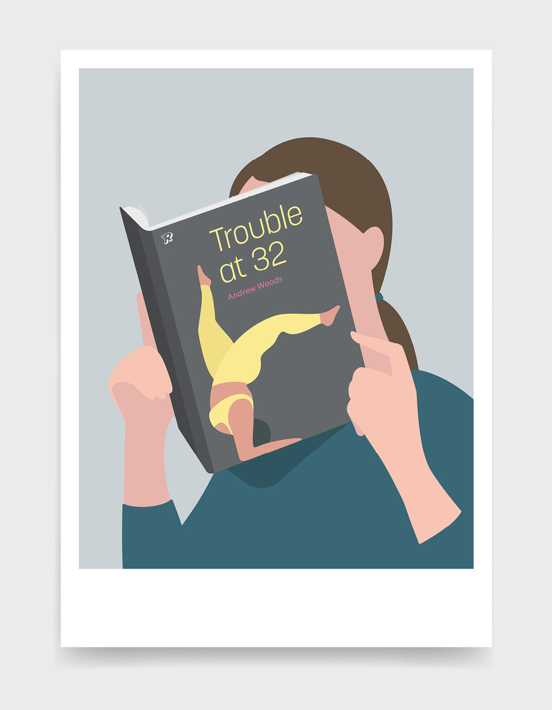 Personalised art print titled 'Head in a Book' featuring custom text options and various styles, perfect for book lovers.