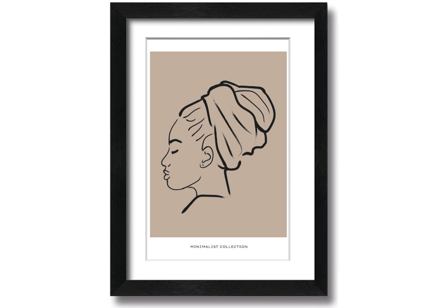 A beautifully framed Head Wrap print showcasing vibrant colors and intricate details, ready to hang on a wall.