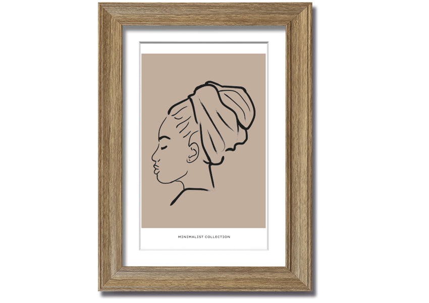 A beautifully framed Head Wrap print showcasing vibrant colors and intricate details, ready to hang on a wall.