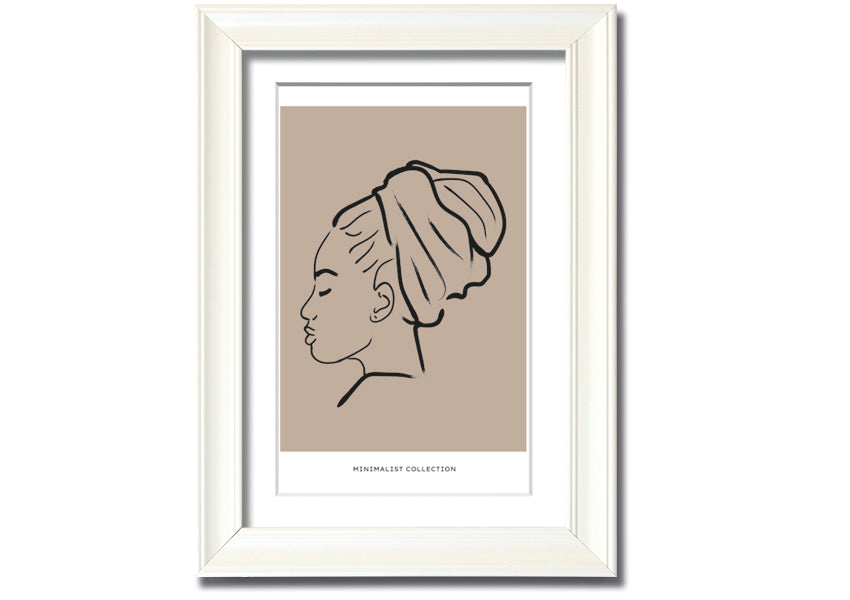 A beautifully framed Head Wrap print showcasing vibrant colors and intricate details, ready to hang on a wall.