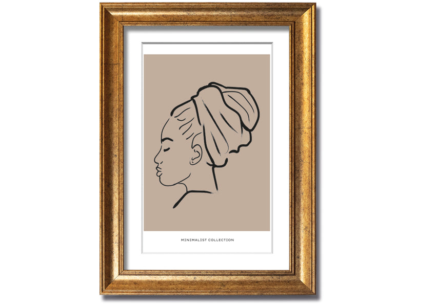 A beautifully framed Head Wrap print showcasing vibrant colors and intricate details, ready to hang on a wall.