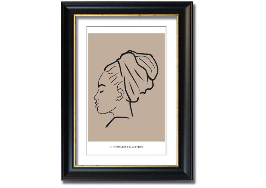 A beautifully framed Head Wrap print showcasing vibrant colors and intricate details, ready to hang on a wall.