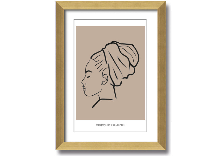 A beautifully framed Head Wrap print showcasing vibrant colors and intricate details, ready to hang on a wall.