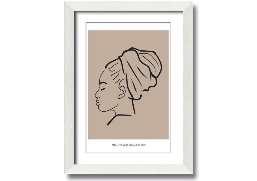 A beautifully framed Head Wrap print showcasing vibrant colors and intricate details, ready to hang on a wall.