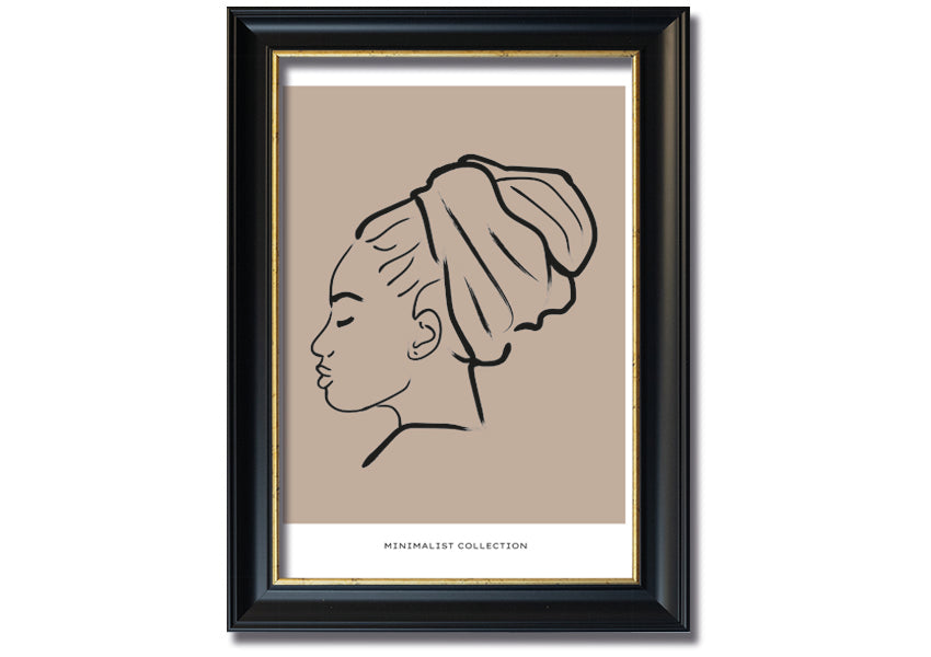 A beautifully framed Head Wrap print showcasing vibrant colors and intricate details, ready to hang on a wall.