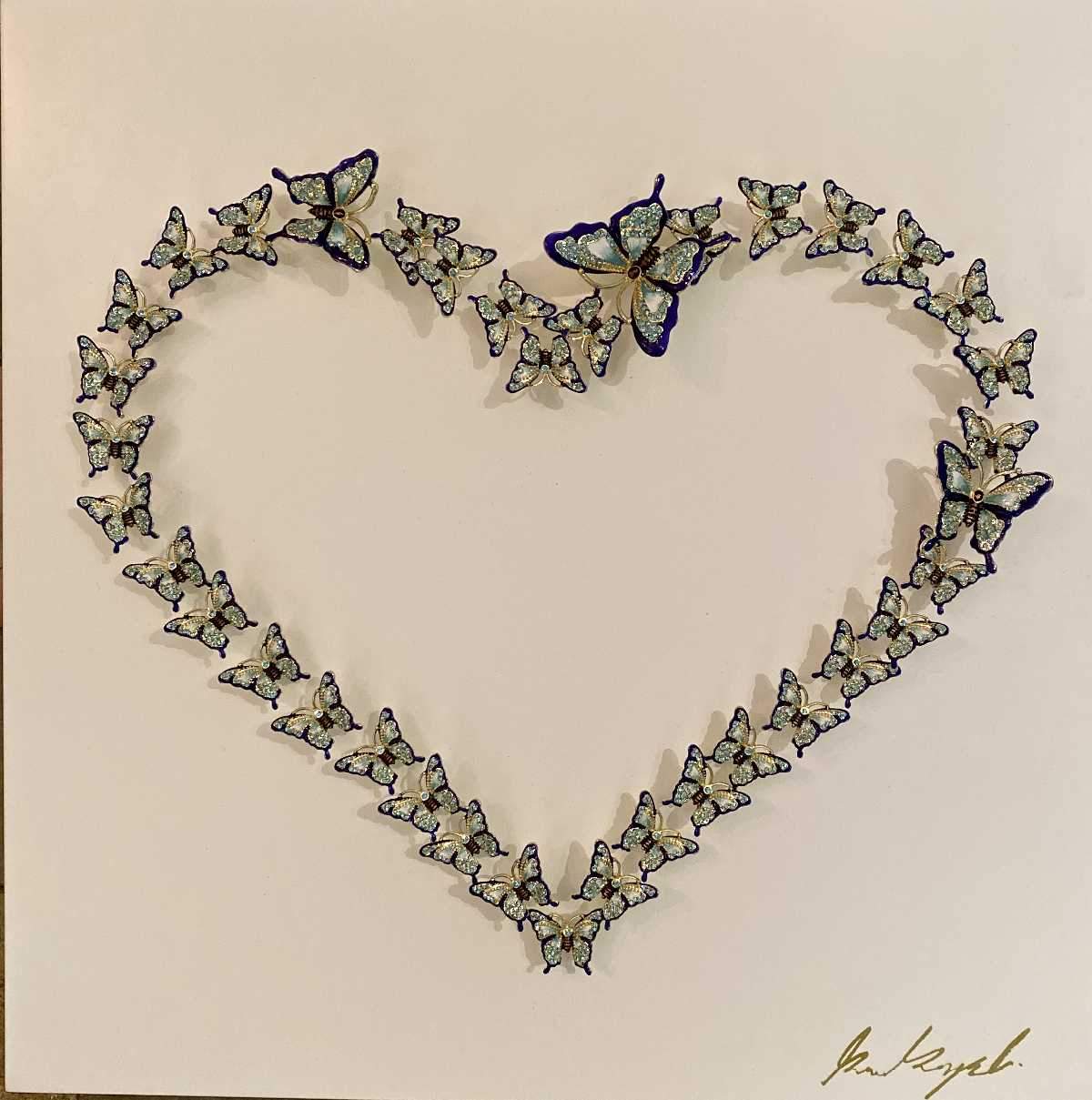 Heart of Love and Life Wall Art by Keren Kopal featuring a Holly blue heart design, handmade and signed by the artist.