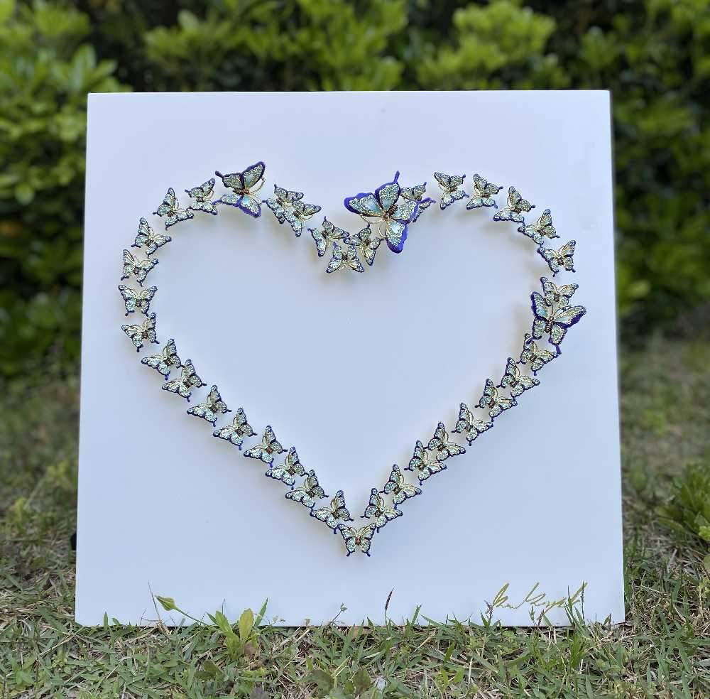 Heart of Love and Life Wall Art by Keren Kopal featuring a Holly blue heart design, handmade and signed by the artist.