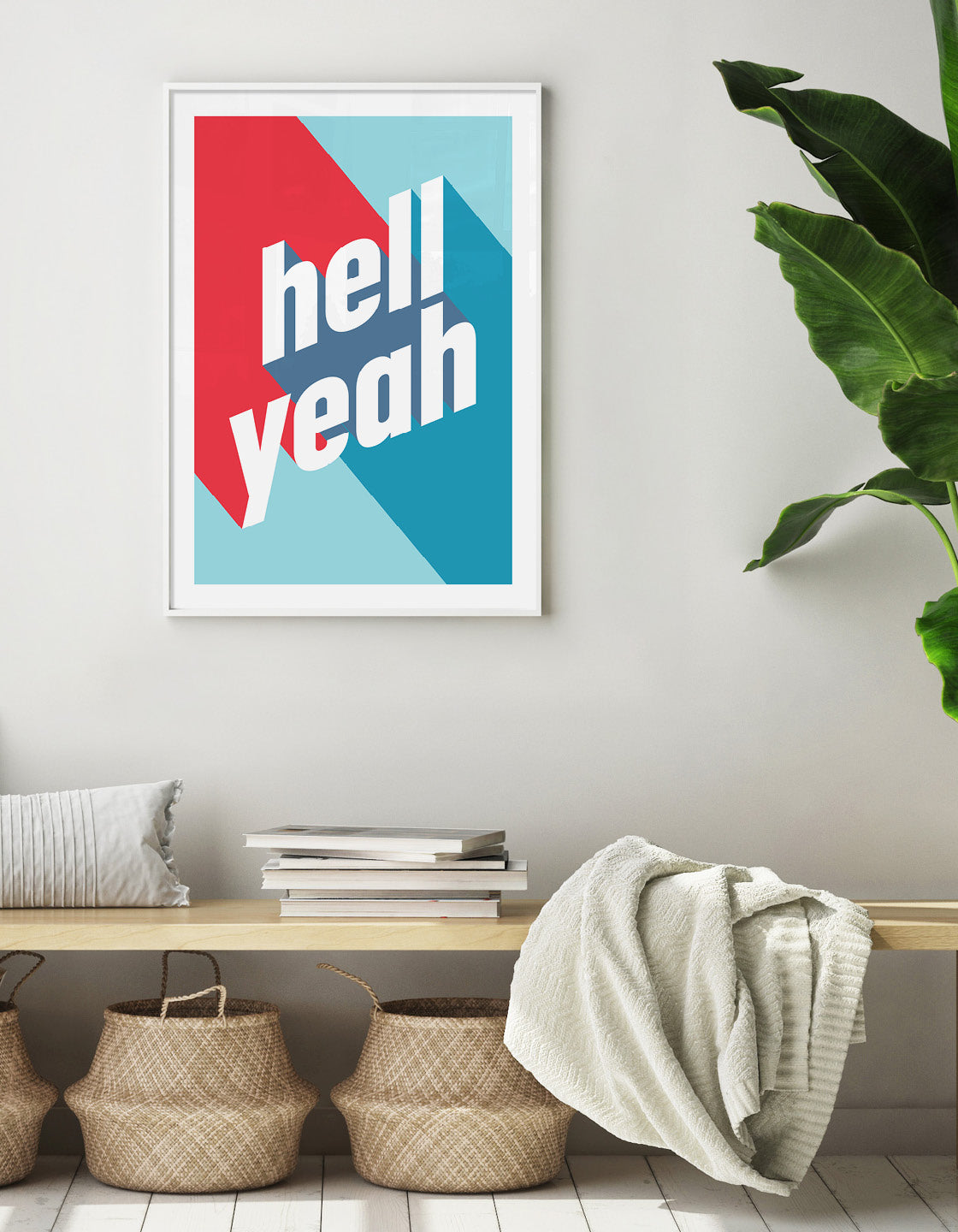 Hell Yeah print featuring bold typography on a minimalist background, perfect for modern decor.