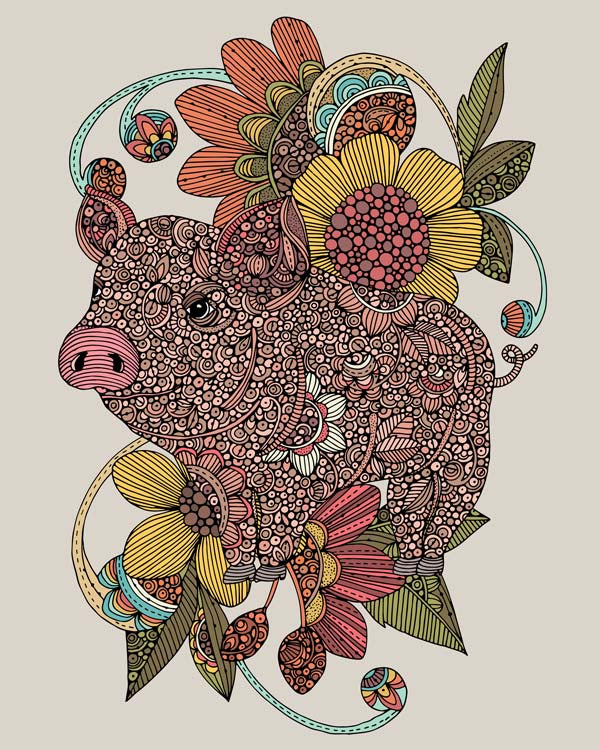 A charming artwork featuring a cute piggy design, printed on 8x10 photographic paper, ready to frame.