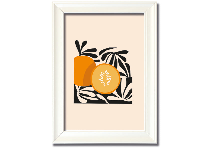 Hello Pumpkin framed print with autumn-themed design, available in various frame colors, handmade in the UK.