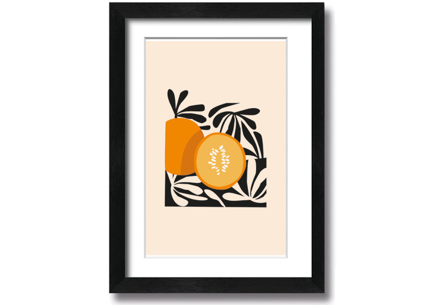 Hello Pumpkin framed print with autumn-themed design, available in various frame colors, handmade in the UK.