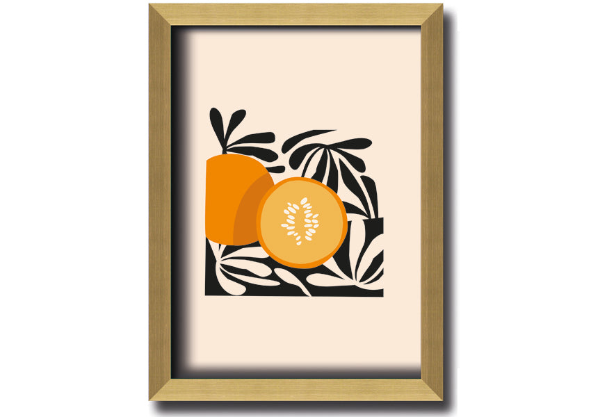 Hello Pumpkin framed print with autumn-themed design, available in various frame colors, handmade in the UK.