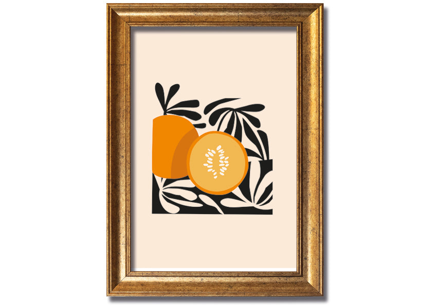 Hello Pumpkin framed print with autumn-themed design, available in various frame colors, handmade in the UK.