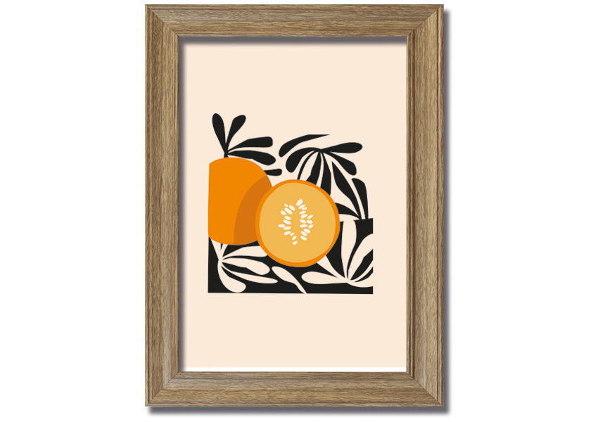 Hello Pumpkin framed print with autumn-themed design, available in various frame colors, handmade in the UK.