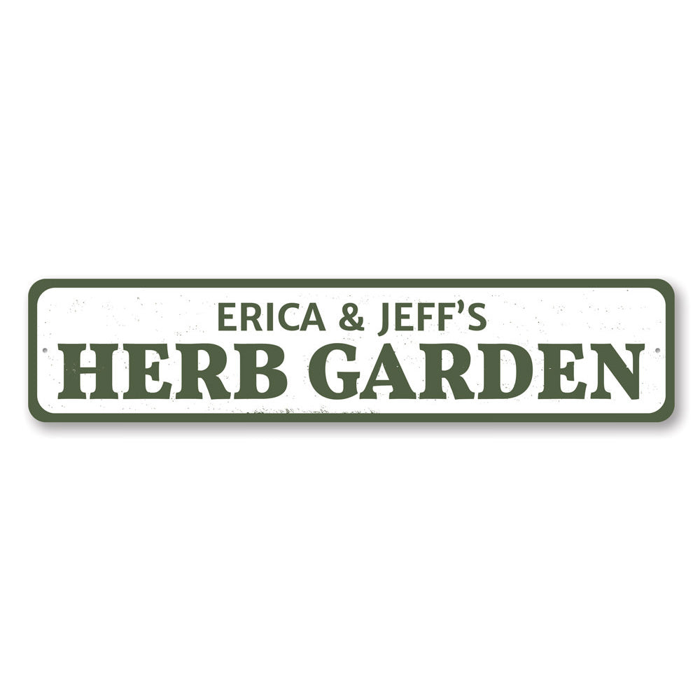 Customizable Herb Garden Sign made of high-quality aluminum, featuring pre-drilled holes for easy mounting.