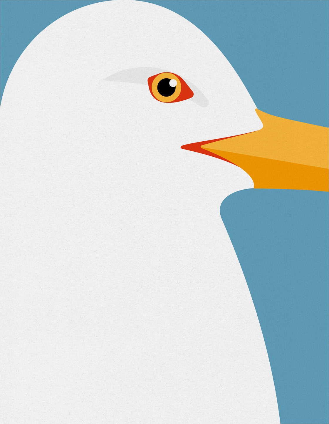 A minimalist art print of a Herring Gull, showcasing its elegant form against a soft background, perfect for coastal decor.