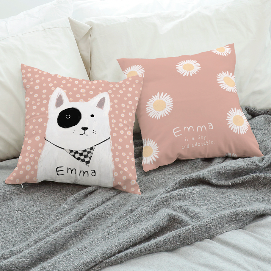 Hey Friends_Emma double-sided cushion showcasing its stylish design and high-quality microfibre material.