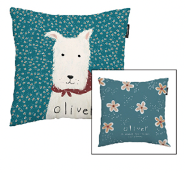 Hey Friends_Oliver double-sided cushion showcasing its stylish design and high-quality microfiber material.