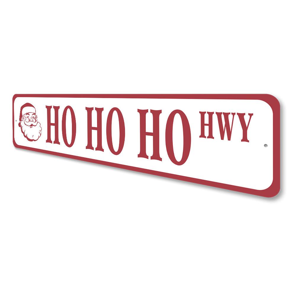 A festive Ho Ho Ho Santa Sign made of high-quality metal, featuring vibrant colors and a cheerful design, perfect for holiday decoration.