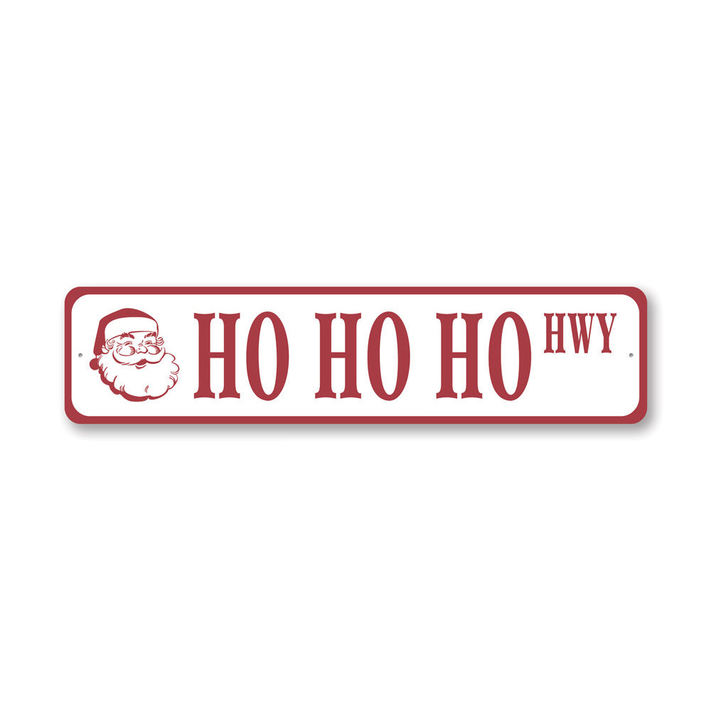 A festive Ho Ho Ho Santa Sign made of high-quality metal, featuring vibrant colors and a cheerful design, perfect for holiday decoration.