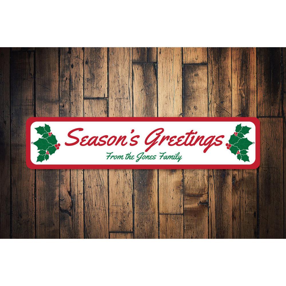 A festive Holiday Greeting Sign made of high-quality aluminum, featuring vibrant colors and a unique design perfect for Christmas decorations.