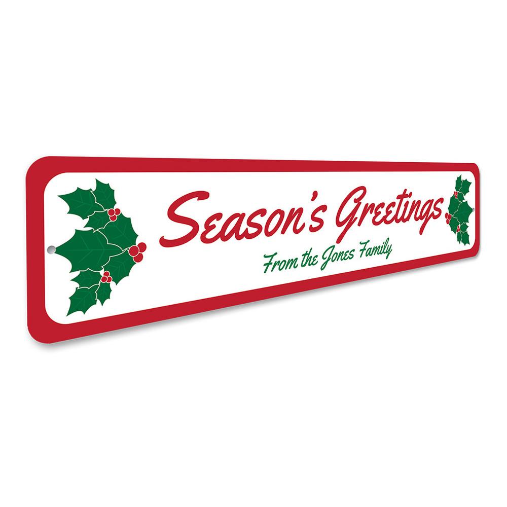 A festive Holiday Greeting Sign made of high-quality aluminum, featuring vibrant colors and a unique design perfect for Christmas decorations.