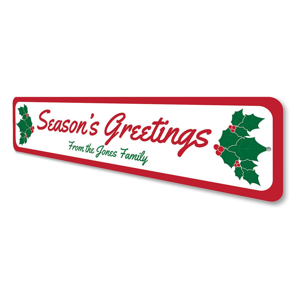 A festive Holiday Greeting Sign made of high-quality aluminum, featuring vibrant colors and a unique design perfect for Christmas decorations.