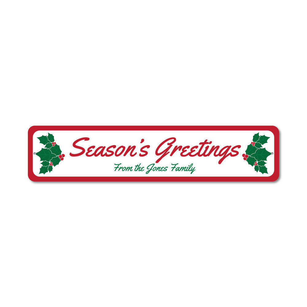 A festive Holiday Greeting Sign made of high-quality aluminum, featuring vibrant colors and a unique design perfect for Christmas decorations.