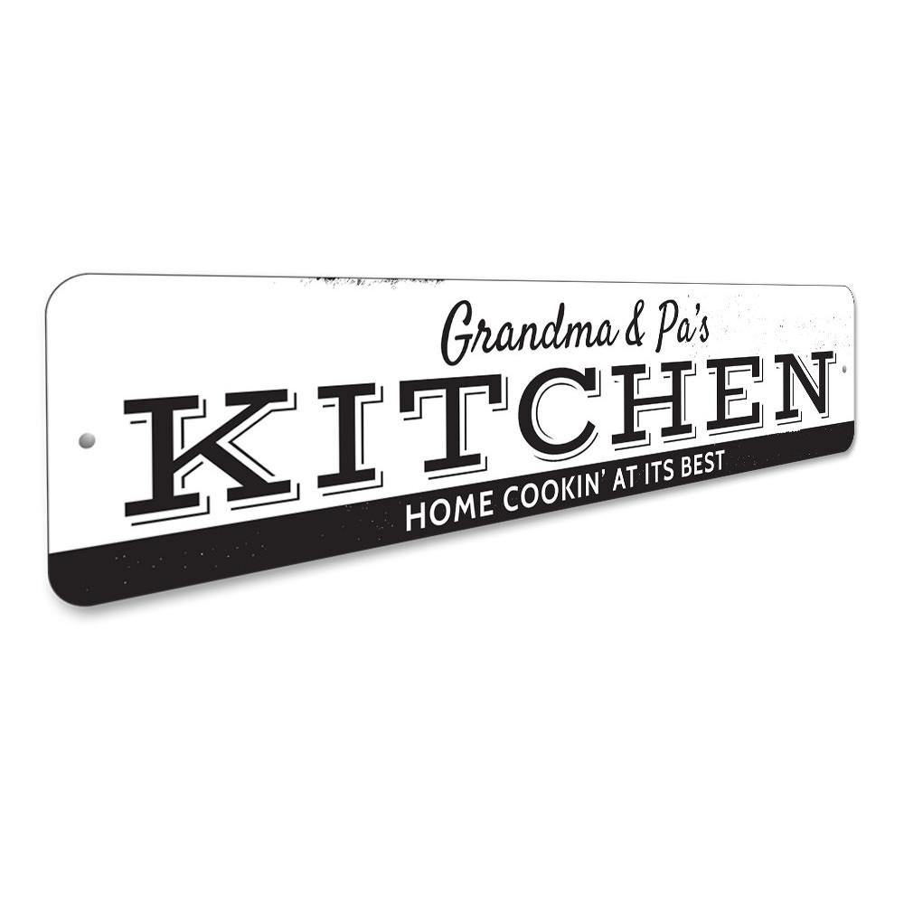 A decorative Home Cookin Sign made of high-quality aluminum, featuring customizable text, perfect for kitchens and dining areas.