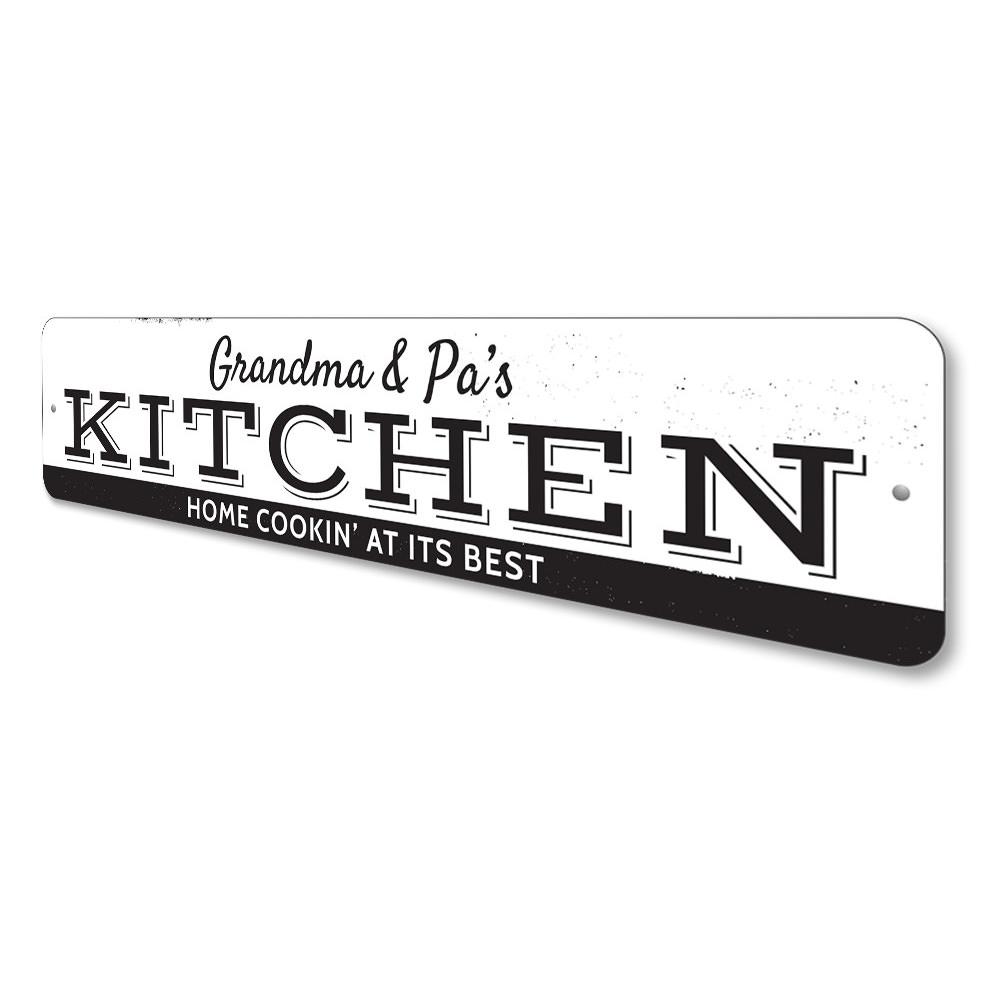 A decorative Home Cookin Sign made of high-quality aluminum, featuring customizable text, perfect for kitchens and dining areas.