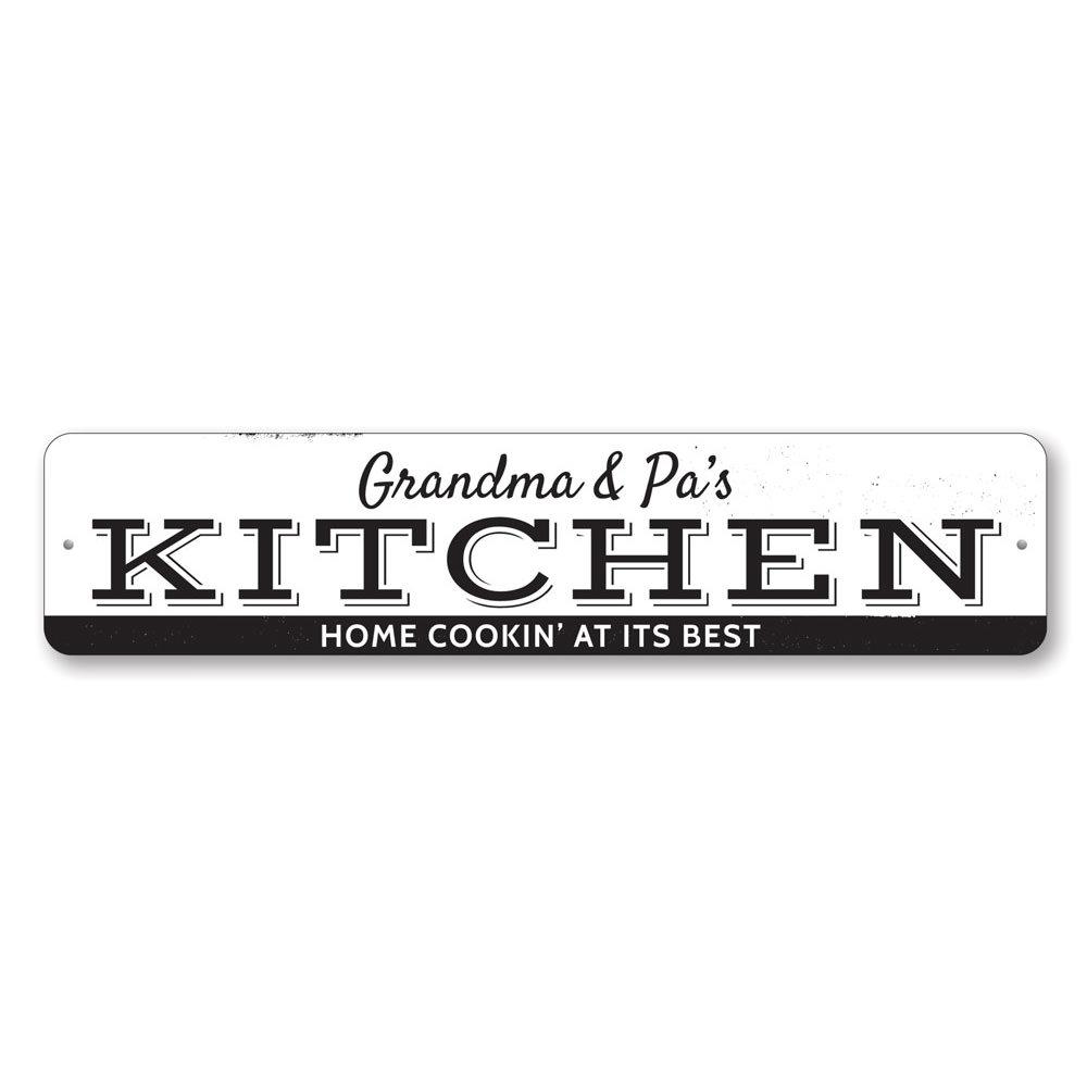 A decorative Home Cookin Sign made of high-quality aluminum, featuring customizable text, perfect for kitchens and dining areas.