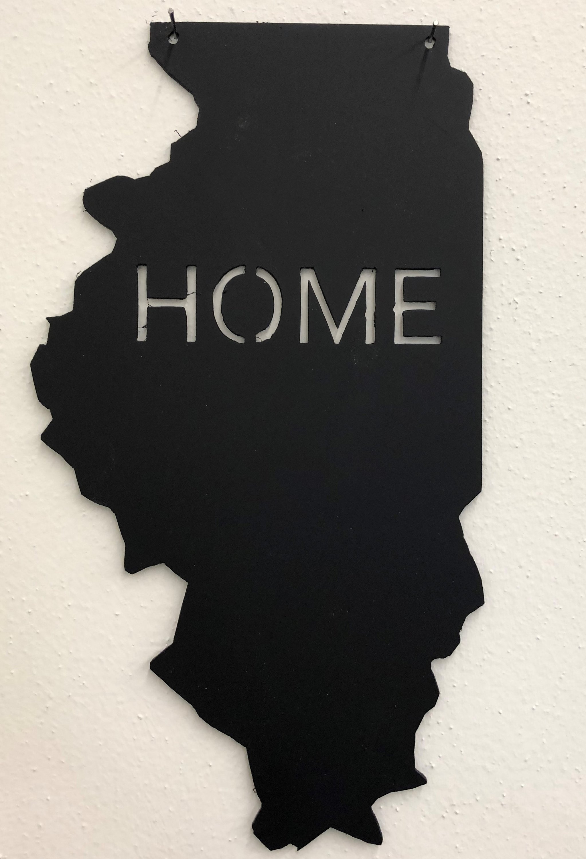 Home State Sign Metal Wall Art in low gloss black finish, showcasing the outline of a U.S. state, crafted from high-quality steel.