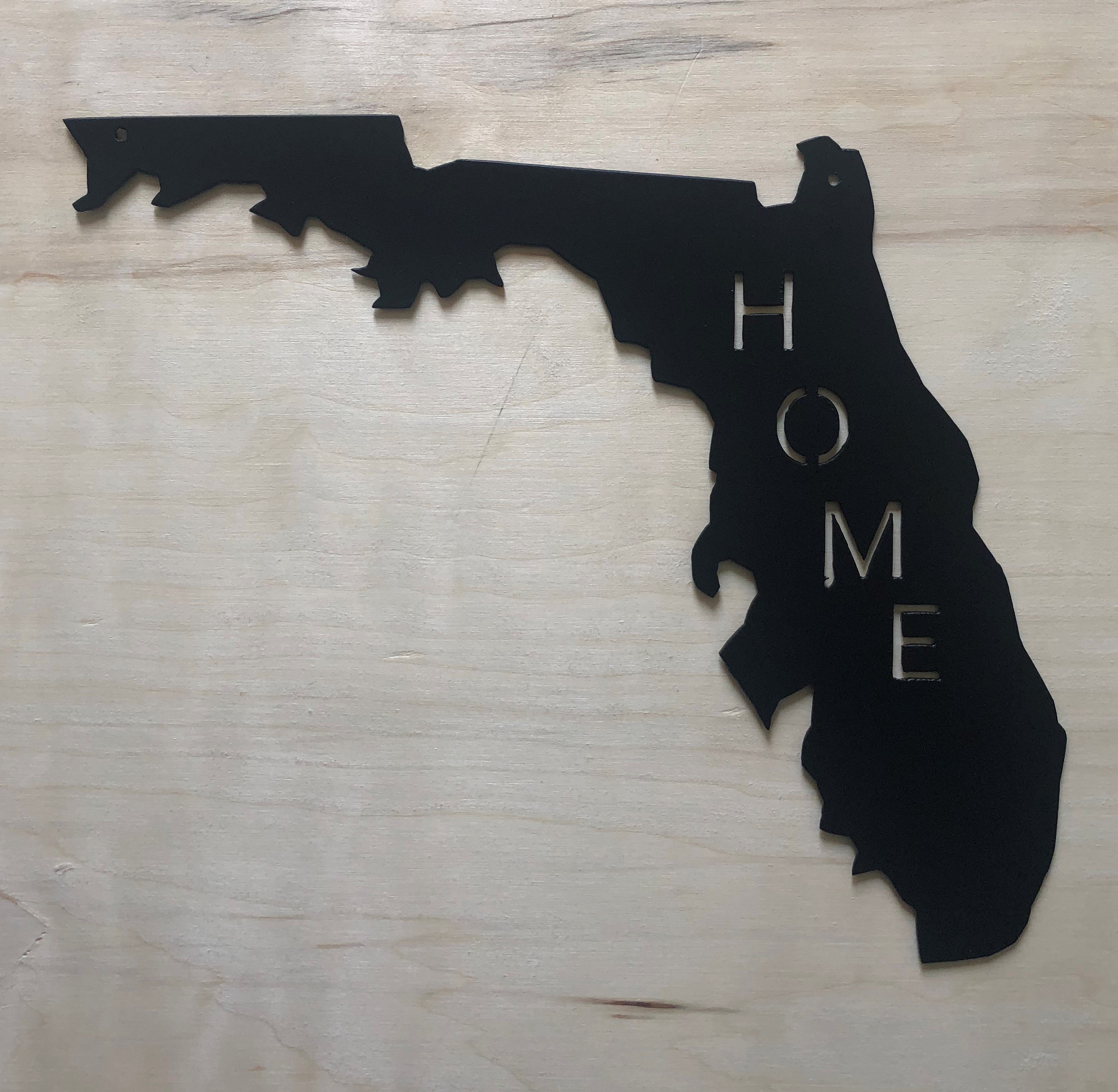 Home State Sign Metal Wall Art in low gloss black finish, showcasing the outline of a U.S. state, crafted from high-quality steel.