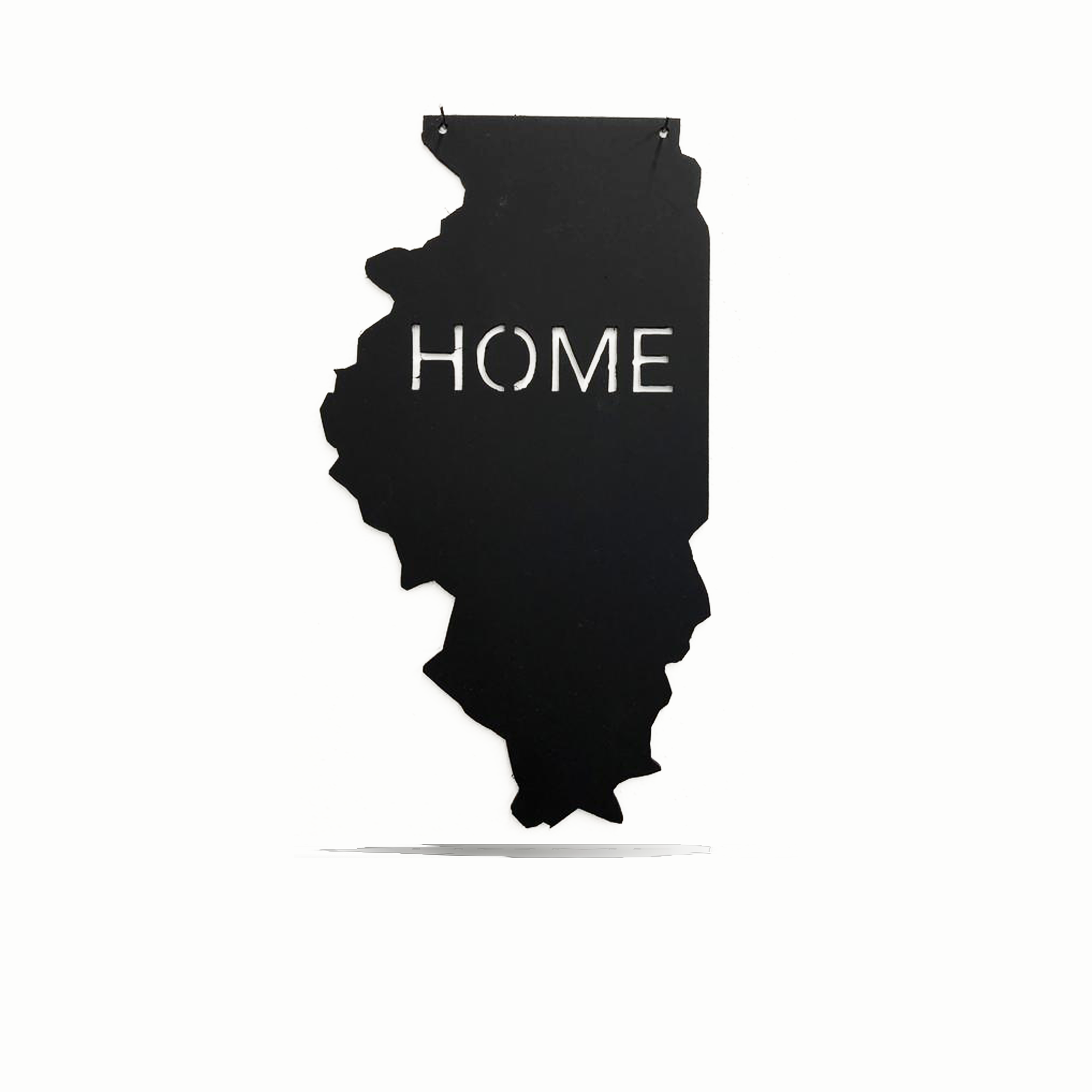 Home State Wall Art Sign in powder coated low gloss black, showcasing the outline of a U.S. state, perfect for home decor.