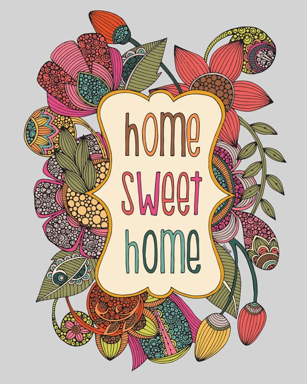 A beautiful 'Home Sweet Home' artwork printed on 8x10 photographic paper, showcasing vibrant colors and a warm message.