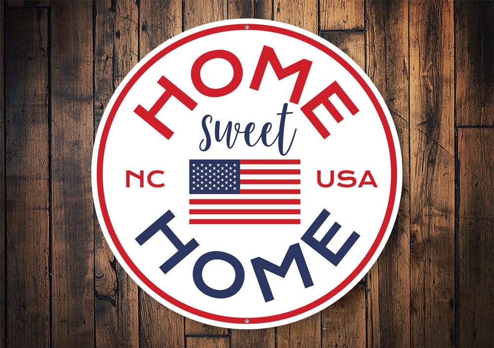 Home Sweet Home Circle Sign made of high-quality aluminum, featuring a charming design perfect for home decor.