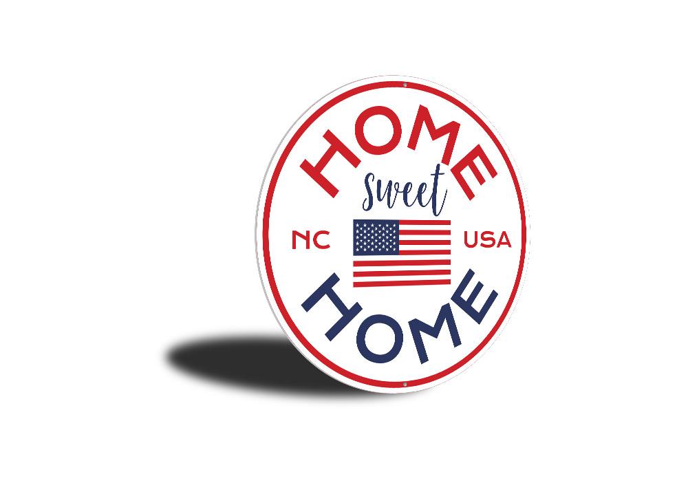 Home Sweet Home Circle Sign made of high-quality aluminum, featuring a charming design perfect for home decor.