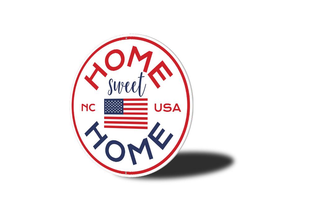 Home Sweet Home Circle Sign made of high-quality aluminum, featuring a charming design perfect for home decor.