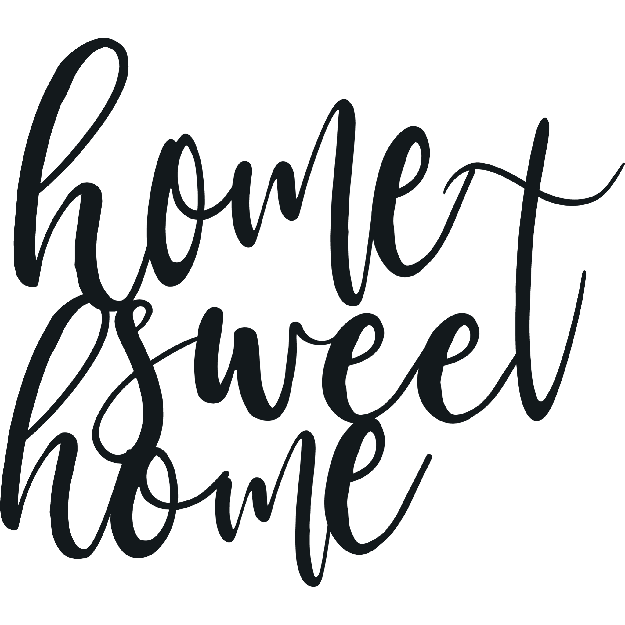 Home Sweet Home Cursive Metal Wall Art in black, elegantly designed for wall decor.